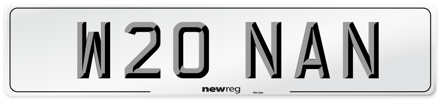W20 NAN Number Plate from New Reg